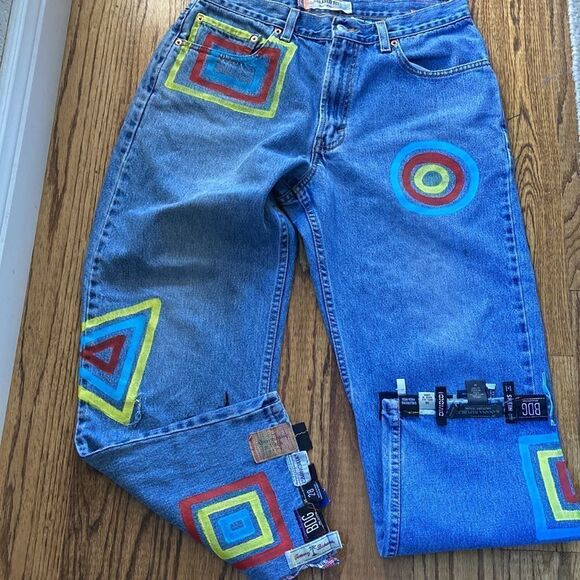 Vintage Levi’s 550 Relaxed Fit Up-Cycled High Rise Mom Jeans Size Men’s 33/30 - Picture 15 of 16